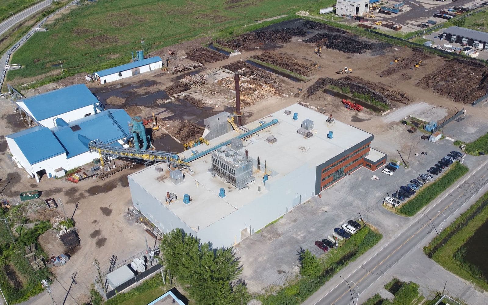 Vue aérienne de la centrale de cogénération JPB Énergies à Salaberry-de-Valleyfield
